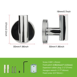 TUNNY 3 Pack Round Bathroom Towel Hooks - Chrome Robe & Coat Hooks for Bathroom & Bedroom
