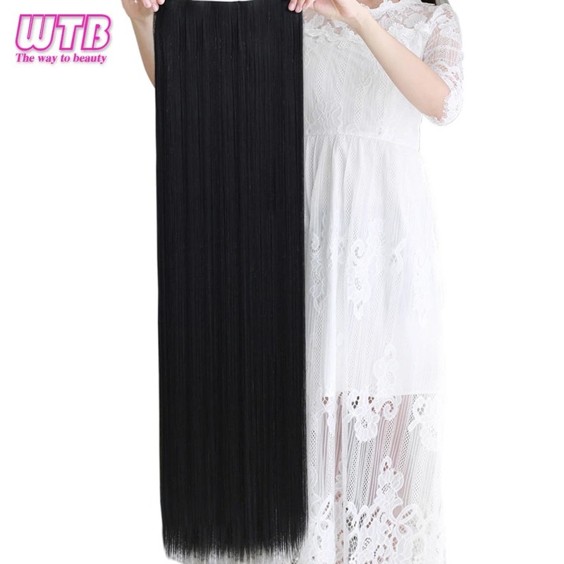100cm Long Straight Synthetic Clip-In Hair Extensions – Heat Resistant