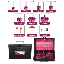 7 Pcs PVC Pipe Reamer Kit With 3/4 inch, 1 inch, 1-1/4inch,1-1/2inch, 2inch, 3inch, 4inch, 2 Carbide Inserts, Aluminum PVC Fitting Saver, Plumbing tools for SCH40