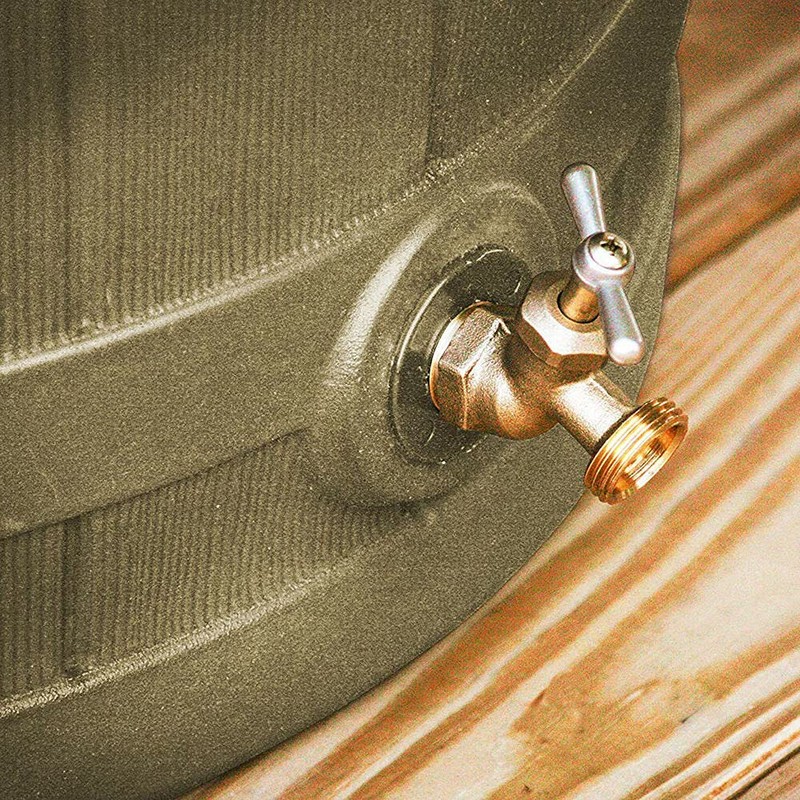 50 Gallon Plastic Rain Barrel Water Collector - Khaki