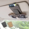 Ompellus Glasses Holder for Car Sun Visor, Multifunctional Leather Eyeglasses