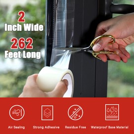 Transparent Window Weather Stripping Tape, 2-Inch x 262FT, Window Air Conditioner Insulation Tape, No Mess Winter AC Window Seal Kit, No Cold Drafts - Dstorelhp