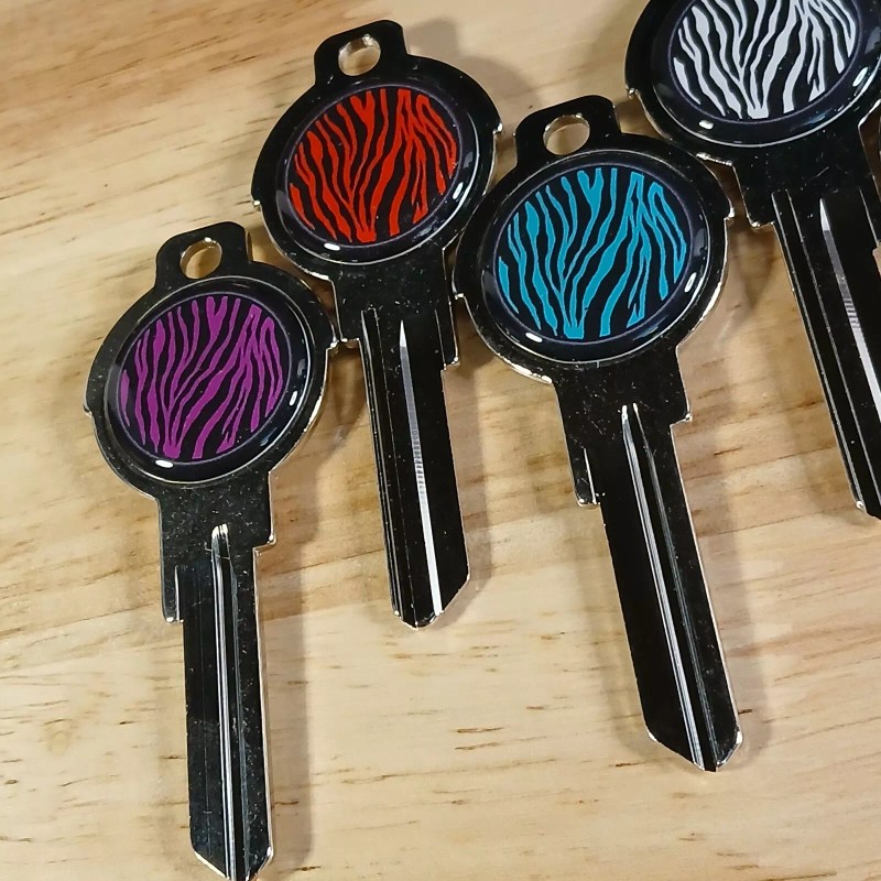 5 Key Set Zebra Epoxy Nickel Plated House Keys Compatible