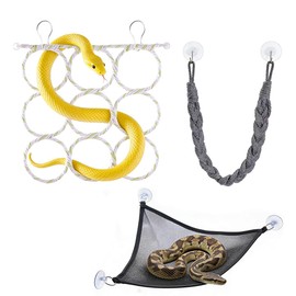 Snake Climbing Rings & Climbing Rope, Snake Reptile Hammock for Small Ball Python Corn Snakes Lizards, Enriched Snake Habitats, Small Reptile Tank Accessories