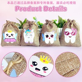 4 Pcs Baby Tooth Box Tooth Keepsake Box, Tooth Fairy Box for Girls, Tooth Fairy Bag Boy Tooth Fairy Pouch Teeth Storage for Kids Gifts (Girl and Boy,9.5 * 13.5 cm)