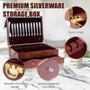 Silverware Storage Box,2 Layers Wooden Silverware Chest with Drawer,Silverware Case