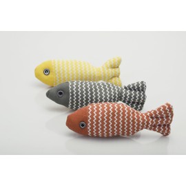 Catnip Fish Toys - Crinkle Kicker Toys for Indoor Cats, Kittens with Real Catnip, Encourages Play, Exercise, Biting. Drives Bored Cats Crazy with Fun,3 Pack. (Navy Blue,Yellow,red)