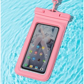 D16 Neck Strap Waterproof Case for Smartphones & Valuables - IPX8 Air Bag for Water Activities Waterproof Case D16 White 2ea