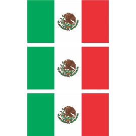 Sticker Tiger 3 - Mexican Flag Hard Hat Biker Motorcycle Helmet Sticker Decal 1" X 2" HS104