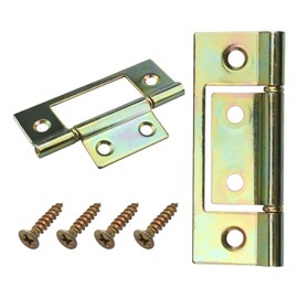 2-Pack Bifold Door Hinges Fits for Prime-Line N 6656 Bi-fold Door Hinge, 3 x 1 Inch Non-Mortise Nickel Plated Bifold Door Hinges with Screws for Furniture Windows Cupboard Etc (Gold)
