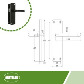 AMIG 12612 Door Handle al3p Black