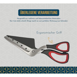 Sharp Pizza Scissors Cutter with Food Grade Safe Blades. Better Than Pizza Roller. Professional Pizza Scissors UK to Cut Pizza Like a Pro Without Removing Topping 27 cm Red and Black