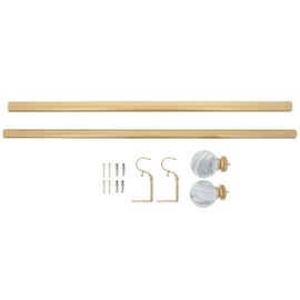 Meriville 3/4" Diameter Single Window Curtain Rod, White Marble Ball Finial, 28-inch to 48-inch Adjustable, Royal Gold