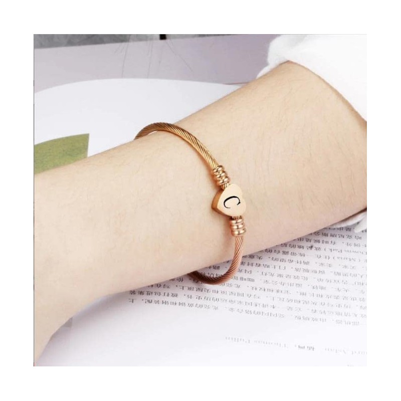 OutstandLong Initial M Letter Rose Gold Cuff Bracelet for Wife