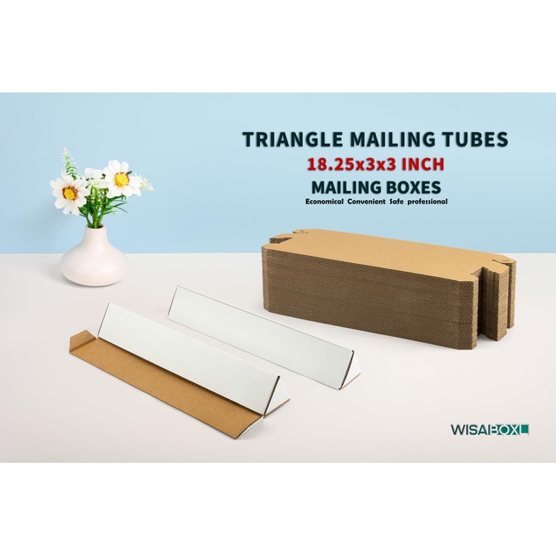 wisaiboxl Triangle Mailing Tubes, 18.25x3x3 inch Shipping Box, 25-Pack