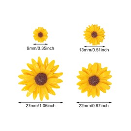 Honbay - 80 abalorios de resina con diseño de girasol, 4 tamaños, Pequeño, Resina, No es una piedra preciosa