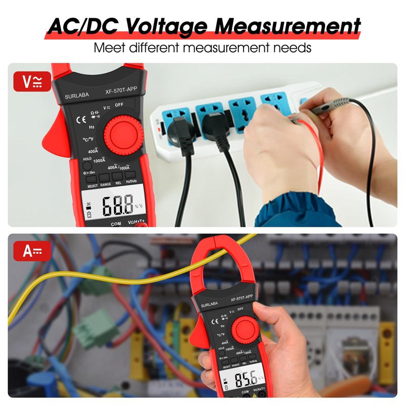 SURLABA Multimeter Digital Clamp Meter AC/DC Electrical Tester 4000 Counts
