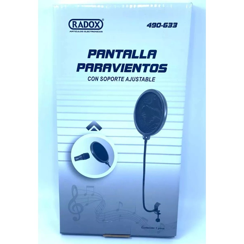 Radox Pantalla Paravientos Para Microfono Ajustable 490-633 Radox Color Negro