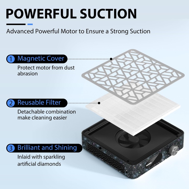 Purtato Nail Dust Collector, Powerful Vacuum Fan Vent Dust Collector