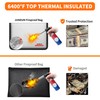 JUNDUN 6400℉ Foldable Small Fireproof Money Bag with 2 Pockets