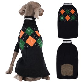 OUOBOB XL Boy Dog Sweater, Dog Sweaters for Large Dogs Boy, Winter Warm Pullover, Turtleneck Knit Dog Christmas Sweater with Sleeves, Soft Stretchy Knitwear for Cold Weather, Holidays - Black