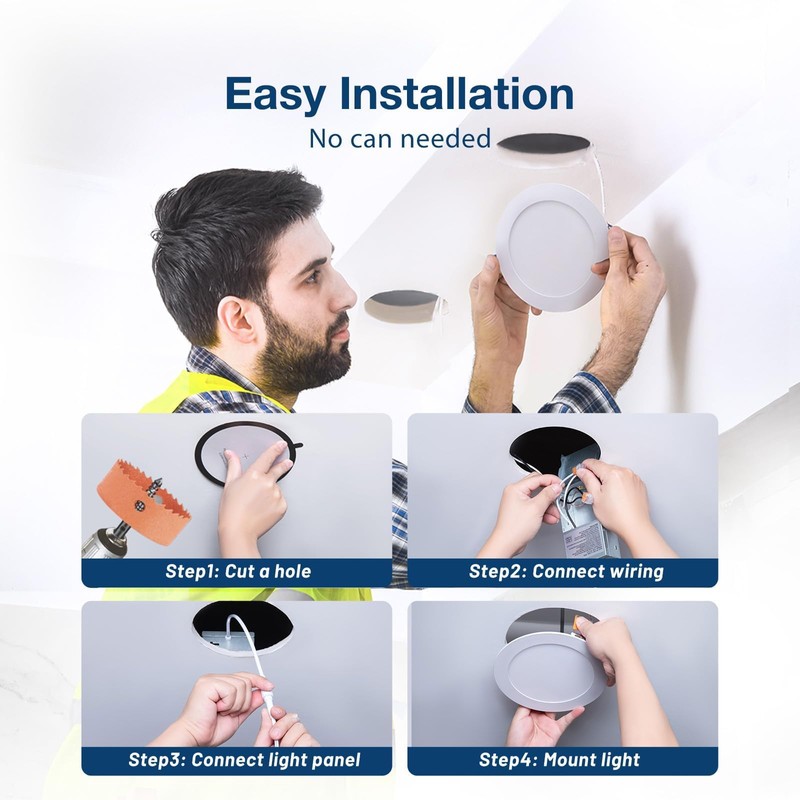 Amico 6 Pack 6 Inch 5CCT Ultra-Thin LED Recessed Ceiling