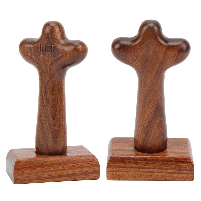 Wood Cross Tabletop Decor Hand Crafted Surface Polishing Sturdy Durable