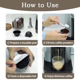 Reusable Vertuo Pods Refillable Coffee Vertuo Capsule for VertuoLine Refill Compatible with Nespresso Vertuo 150/230 ml with 5pcs Aluminum Foil Lids (5pcs Black (230 ml))