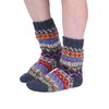 Pachamama Women 100% Wool Bed Sofa Socks Handknitted Fairisle Stripe
