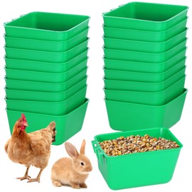 20 Pcs Cage Cups 16 oz Chicken Feeder Waterer Birds Feeders Hanging Bunny Cage Feeder Chicken Water Bowl Feeding Seed Bowl for Pet Parrot Rooster Parakeet Gamefowl Poultry Pigeon Wire Cage
