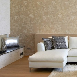 Walls By Me Peel and Stick Beige and White Fish Nautical Removable Wallpaper 8614-2ft x 4ft (61x122cm)