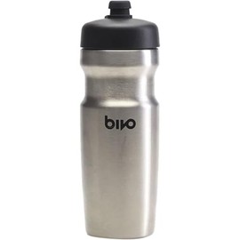 bivo Trio Mini 17oz Insulated Stainless Steel Bike Water Bottle - for Cycling - Compact, Fits Most Cages, Dishwasher Safe, High Flow Sports Nozzle - Keeps Drinks Cold 12+ Hours - (Raw)