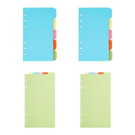 HugeDE 4 Sets Binder Dividers Vertical Horizontal Subject Dividers 6 Hole Punched Ring Binder Divider Colorful Section Index Dividers for Notepad A6