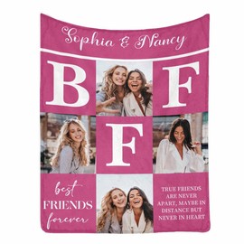 MyPupSocks Customized Best Friend Blanket with Photos, Best Friend Birthday Gifts for Women, Friendship Gifts for Teen Girls BFF Long Distance Blanket for Sister Soft Fleece Throw Blanket 30x40