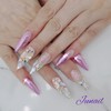 ⭐️ Pink satin handmade nail tips ✨ - Short C
