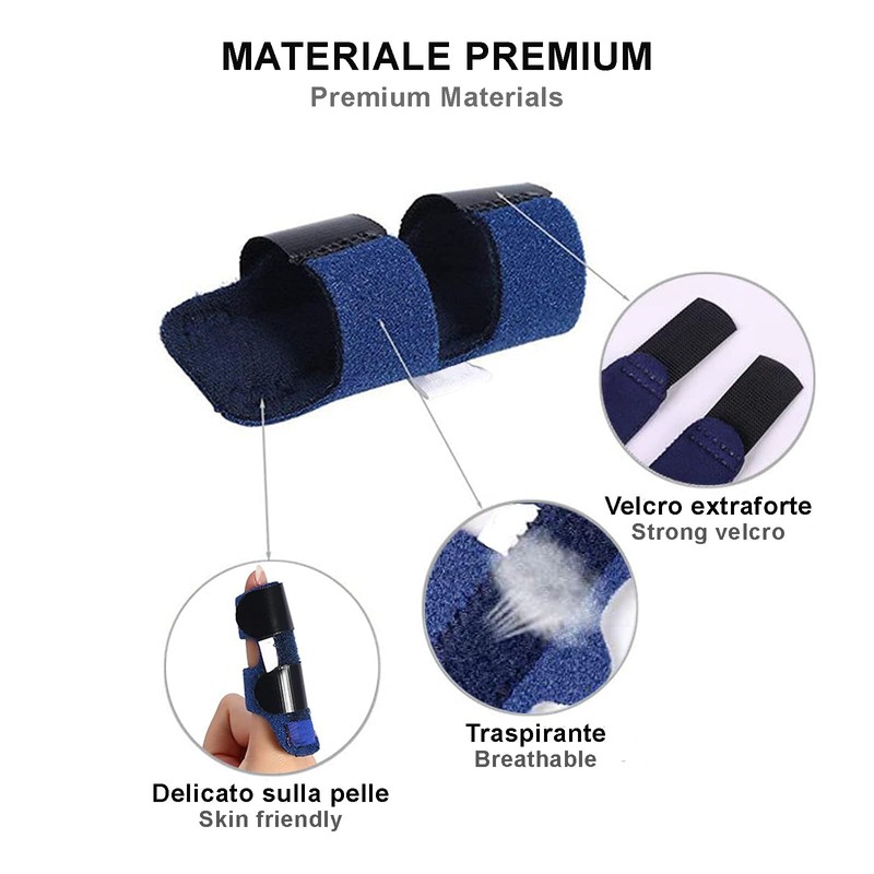 Longivia® Tutore Dito Regolabile Traspirante con inserto in metallo, Stecca