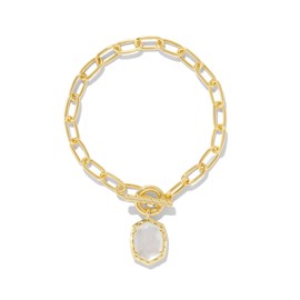 Kendra Scott Daphne Link And Chain Bracelet, Gold-Plated Brass, Ivory Mother Of Pearl, Fashion Jewelry for Women