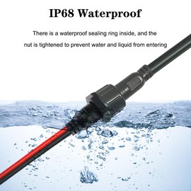 NEWNEWLIU 2Pin Waterproof Connector,2 Wire Male Female Plug LED Connector with 16AWG M16 Waterproof Cover Extension Cable with Ear Panel Installation Type for Car, Boat, LED Strip Lights.(2Pairs)