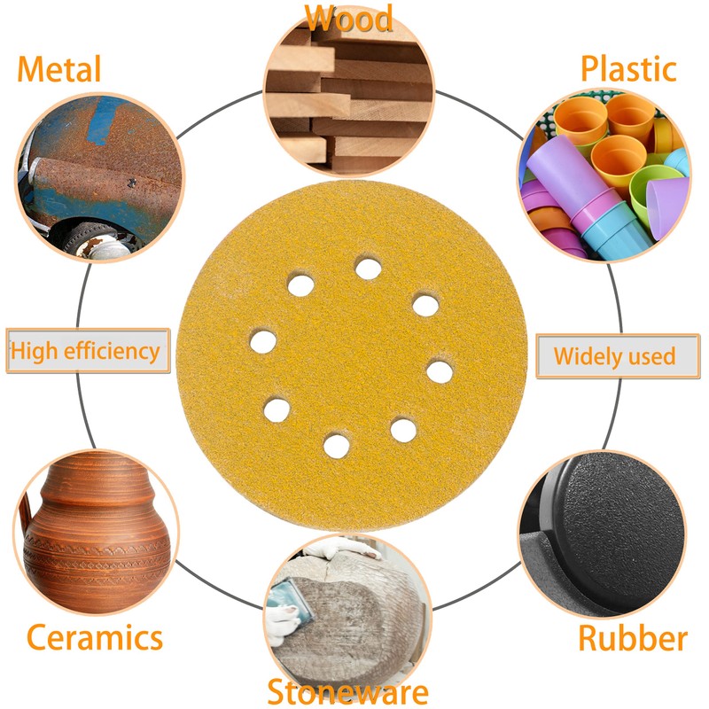STEBRUAM 100pcs 125mm sanding discs, Sanding Discs Pads for Random