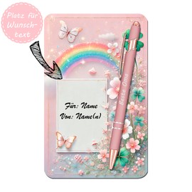 Maus-Design Gravierter Kugelschreiber in Roségold mit beschriftbarer Karte – Geschenkset für Erzieherin, Lehrerin, Kollegin, Mama, Papa u. v. m. – personalisierbar (02 Beste Oma)