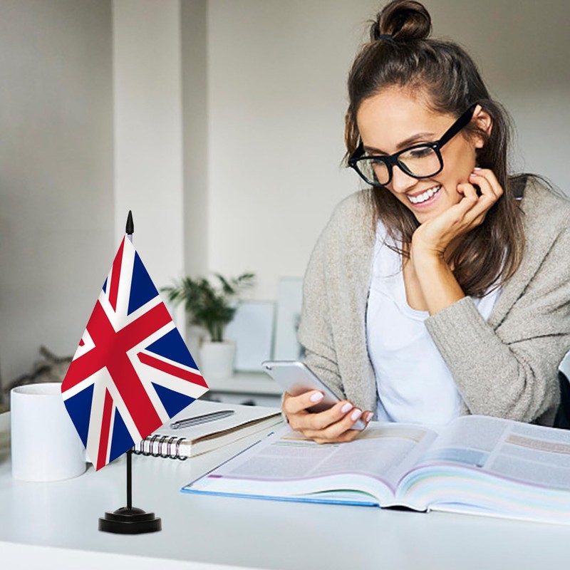 2 Pieces British Table Flags, Polyester Flags, Table Decoration, Mini