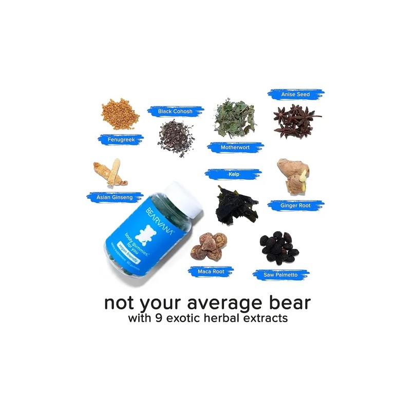 Bearvana Gomitas Azul Booty Gummies Con 60 Gomitas Hecho Usa