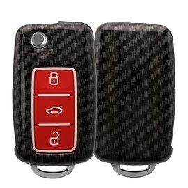 kwmobile Car Key Cover Compatible with VW Skoda SEAT 3 Button Car Key - Hard Case - Carbon Red/Black