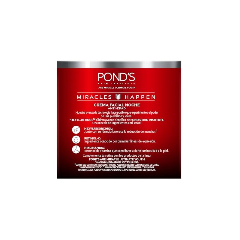 POND'S Crema Facial Antiedad Noche Age Miracle Ultimate Youth, 50g