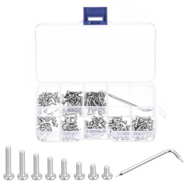 sourcing map M2.5 Torx Security Screws Kit, (M2.5x4/5/6/8/10/12/14/16mm)160pcs 304 Stainless Steel Pan Head Tamper Proof Screw, W T8 Wrench Bolts