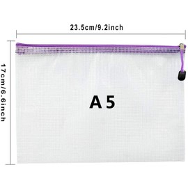 A5 Plastic Wallets Folder A5 Zip Wallets Ziplock Bags A5 Zipper Wallets Zipped Bag - 24 Packs (8 Colours)