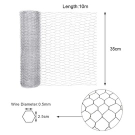 DEARLIVES Chicken Netting Wire Roll, 35cm x 10m Galvanized Metal Hexagonal Fencing Wire, Florist Chicken Wire Mesh for DIY Craft and Home Decoration