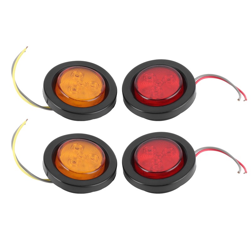 4pcs 2in Round LED Indicator Light Side Marker Lamp Red