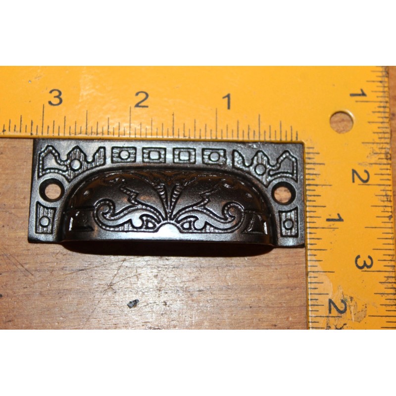 Antique Victorian Cast Iron Detailed 3" Bin Apothecary Cupboard Drawer