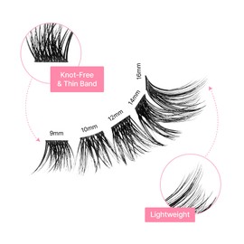 VieVie Lash Clusters 72pcs DIY Eyelash Extension Lashes, 9-16mm Mix Individual Eyelashes, Natural Look DIY Lash Extension (Cluster 01)